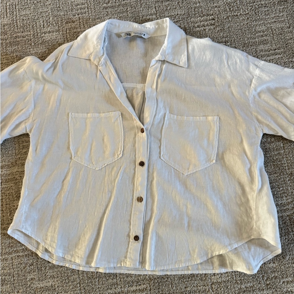 Zara white Button-Up Shirt